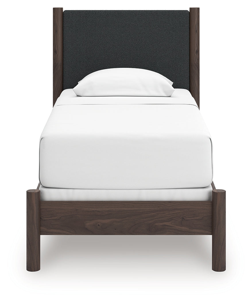 Pamytta Twin Upholstered Panel Bed, Dresser and Mirror from Ashley - Luna Furniture