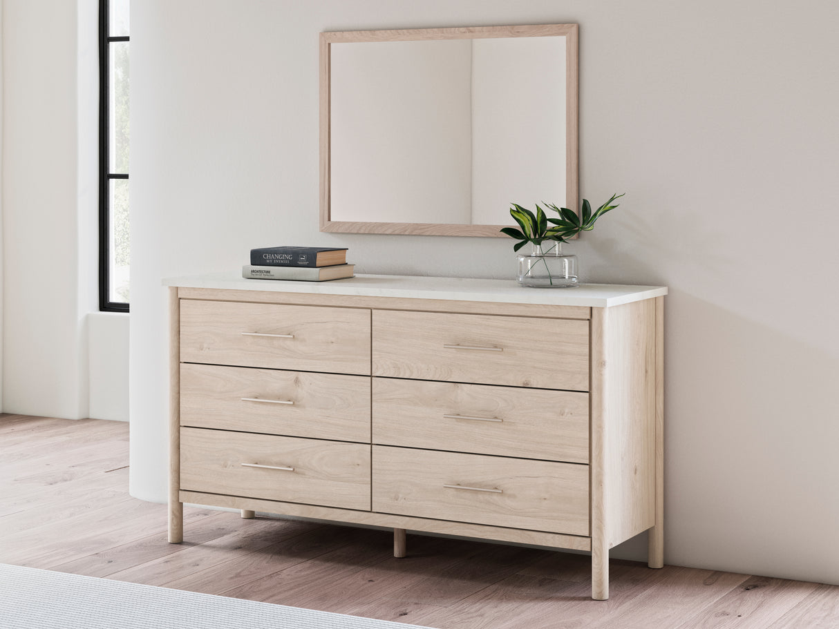 Cadmori Full Upholstered Panel Bed, Dresser and Mirror from Ashley - Luna Furniture
