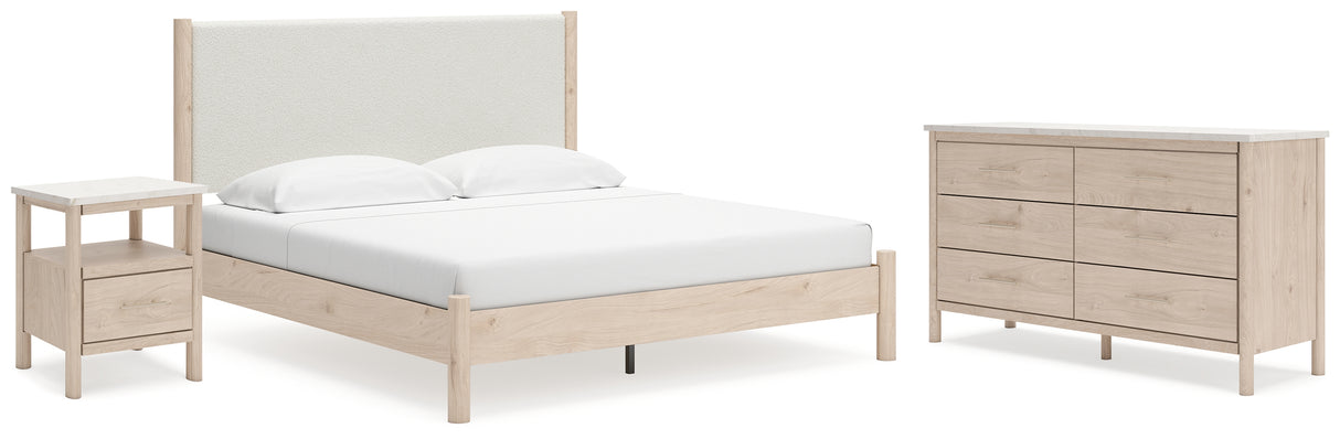 Cadmori Two-tone King Upholstered Panel Bed, Dresser and Nightstand from Ashley Furniture - Luna Furniture