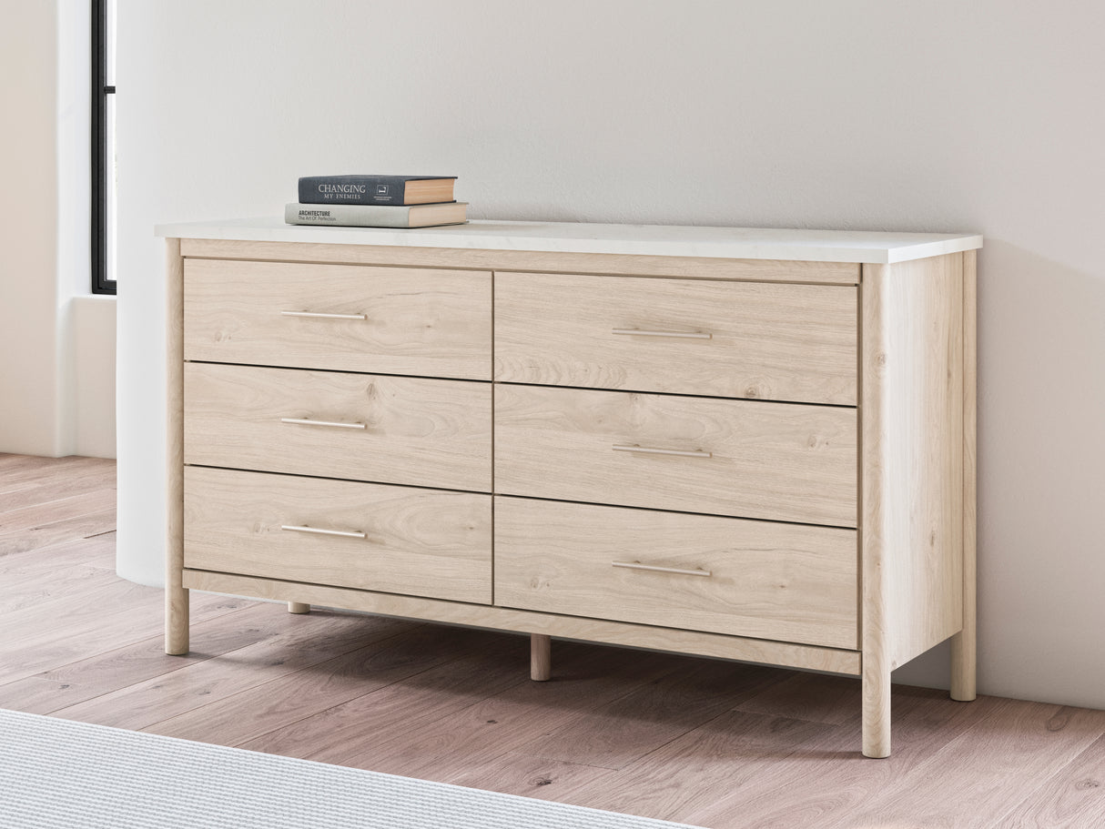 Cadmori Two-tone King Upholstered Panel Bed, Dresser and Nightstand from Ashley Furniture - Luna Furniture