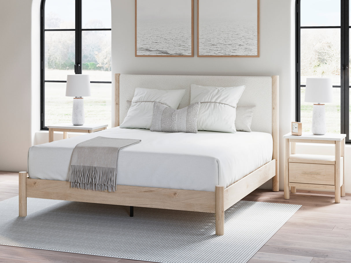 Cadmori Two-tone King Upholstered Panel Bed, Dresser and Nightstand from Ashley Furniture - Luna Furniture