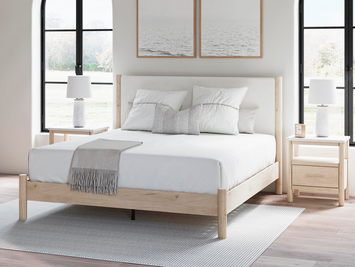 Cadmori Two-tone King Upholstered Panel Bed, Dresser and Nightstand from Ashley Furniture - Luna Furniture