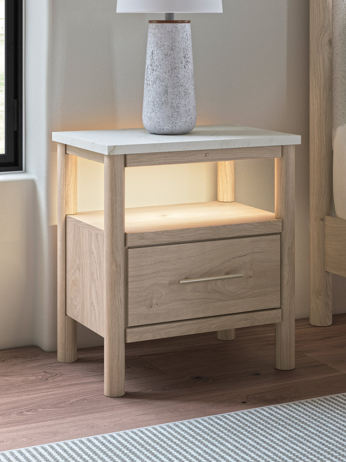 Cadmori Two-tone King Upholstered Panel Bed, Dresser and Nightstand from Ashley Furniture - Luna Furniture