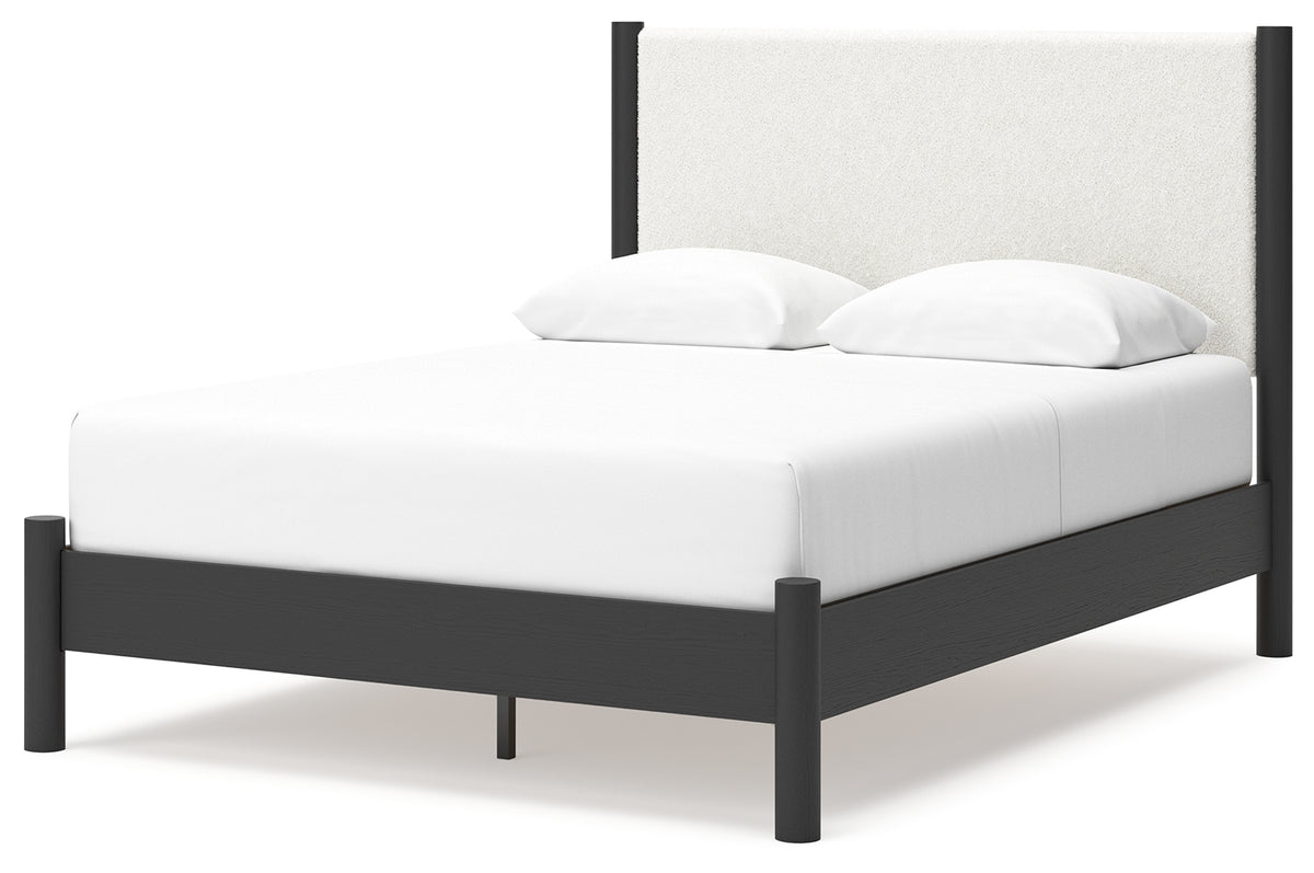 Cadmori Black/White Queen Upholstered Platform Bed from Ashley Furniture - Luna Furniture