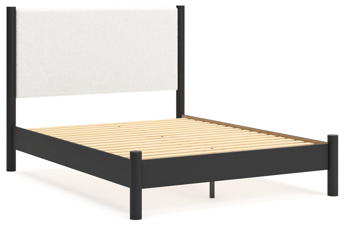 Cadmori Black/White Queen Upholstered Platform Bed from Ashley Furniture - Luna Furniture