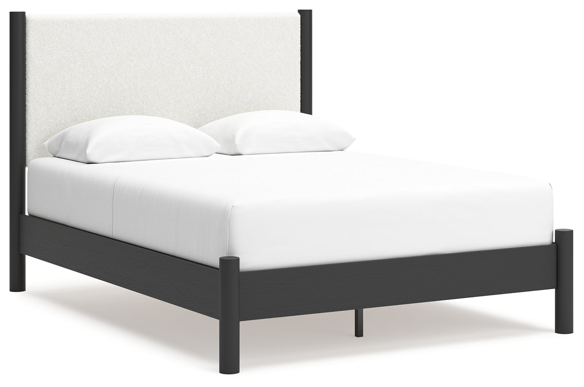 Cadmori Black/White Queen Upholstered Platform Bed from Ashley Furniture - Luna Furniture