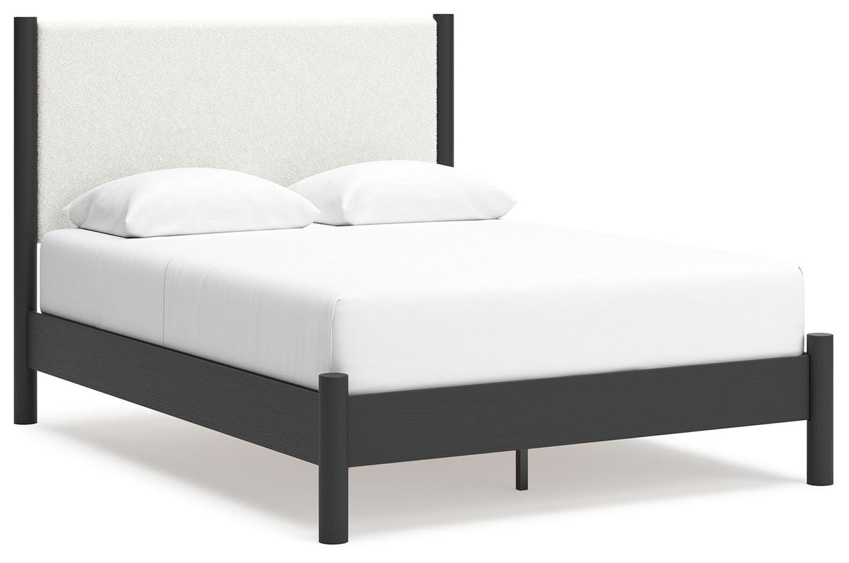 Cadmori Black/White Queen Upholstered Platform Bed from Ashley Furniture - Luna Furniture