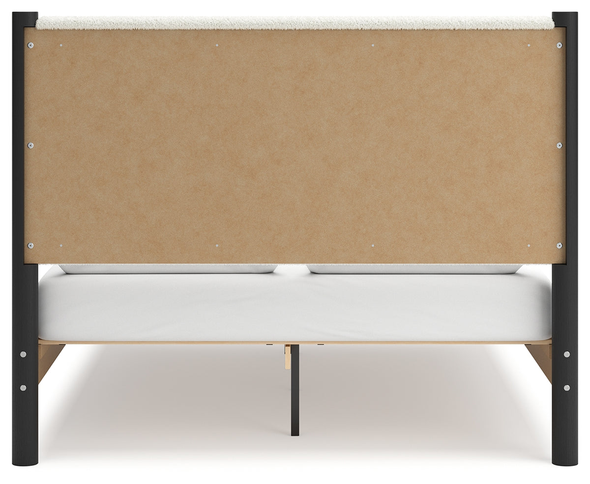 Cadmori Black/White Queen Upholstered Platform Bed from Ashley Furniture - Luna Furniture