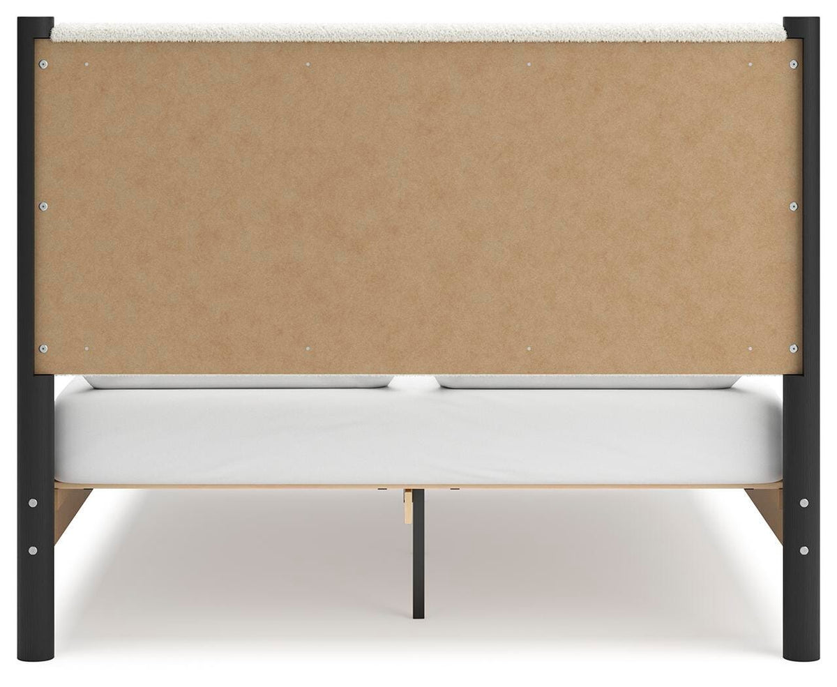 Cadmori Black/White Queen Upholstered Platform Bed from Ashley Furniture - Luna Furniture
