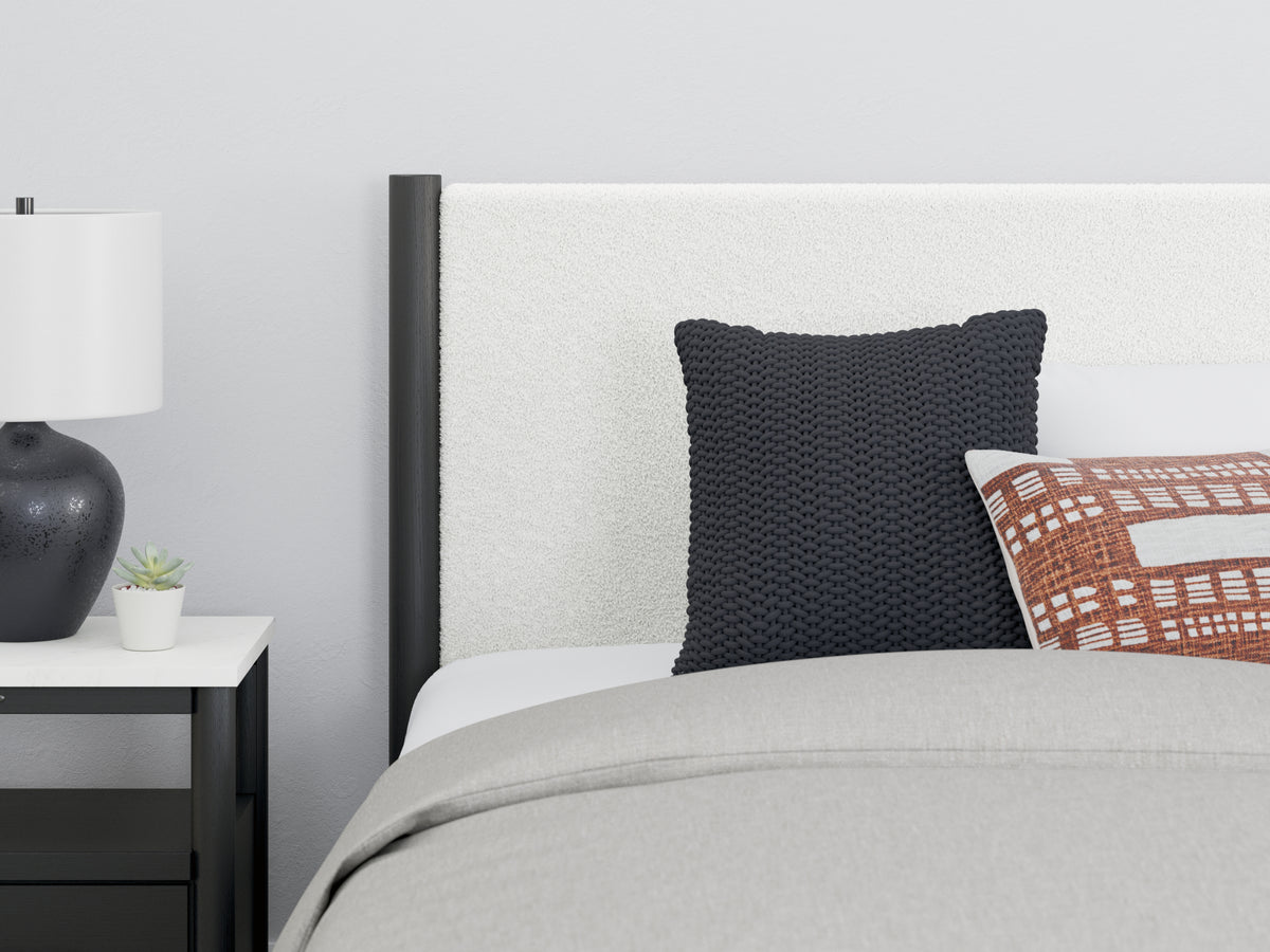 Cadmori Black/White Queen Upholstered Platform Bed from Ashley Furniture - Luna Furniture