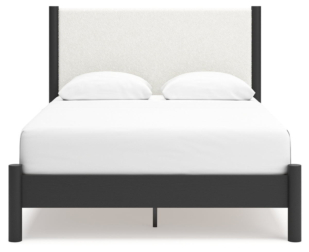 Cadmori Black/White Queen Upholstered Platform Bed from Ashley Furniture - Luna Furniture