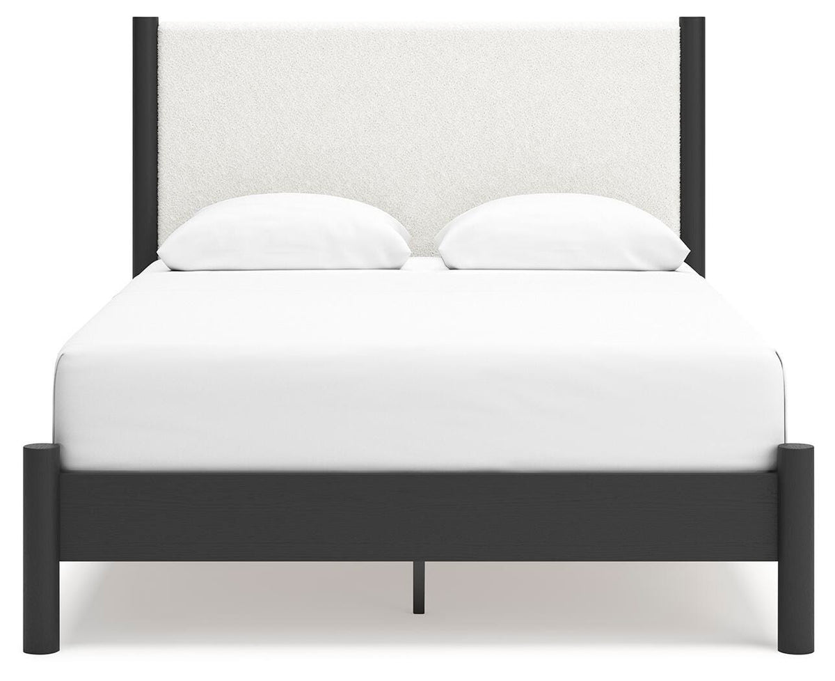 Cadmori Black/White Queen Upholstered Platform Bed from Ashley Furniture - Luna Furniture