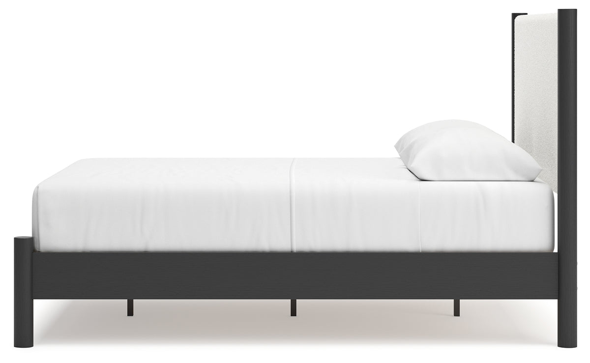Cadmori Black/White Queen Upholstered Platform Bed from Ashley Furniture - Luna Furniture