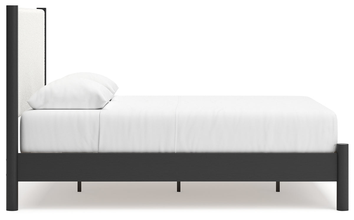 Cadmori Black/White Queen Upholstered Platform Bed from Ashley Furniture - Luna Furniture