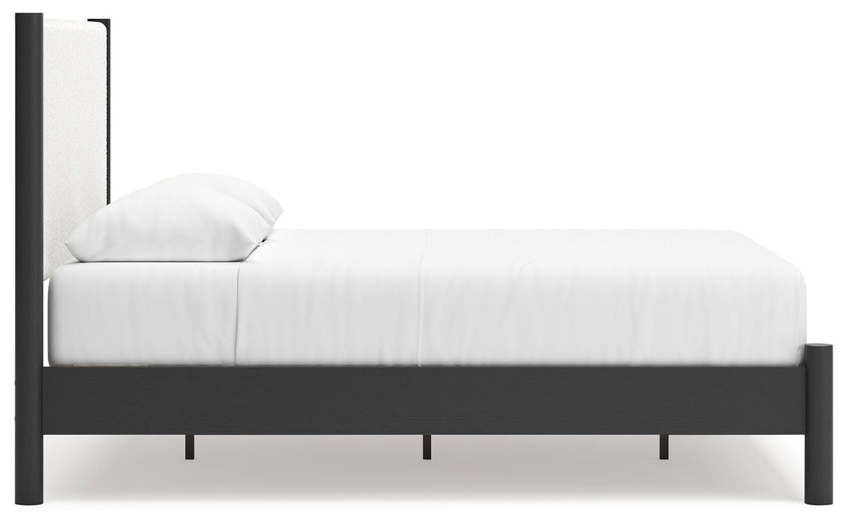 Cadmori Black/White Queen Upholstered Platform Bed from Ashley Furniture - Luna Furniture
