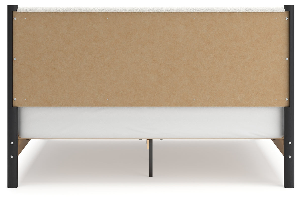 Cadmori Black/White King Upholstered Platform Bed from Ashley Furniture - Luna Furniture