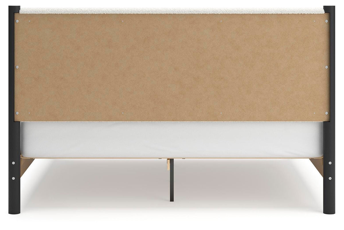 Cadmori Black/White King Upholstered Platform Bed from Ashley Furniture - Luna Furniture