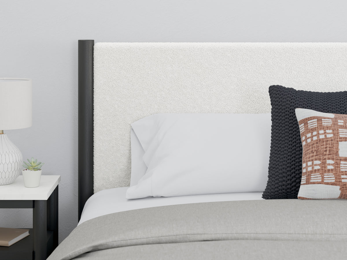 Cadmori Black/White King Upholstered Platform Bed from Ashley Furniture - Luna Furniture