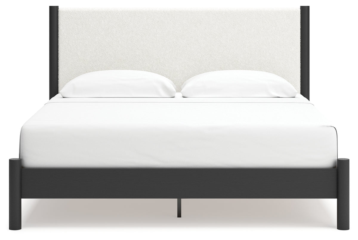 Cadmori Black/White King Upholstered Platform Bed from Ashley Furniture - Luna Furniture