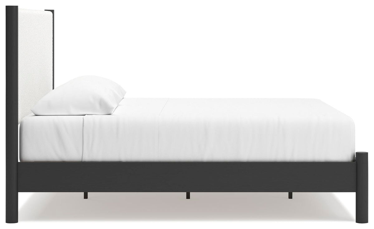 Cadmori Black/White King Upholstered Platform Bed from Ashley Furniture - Luna Furniture