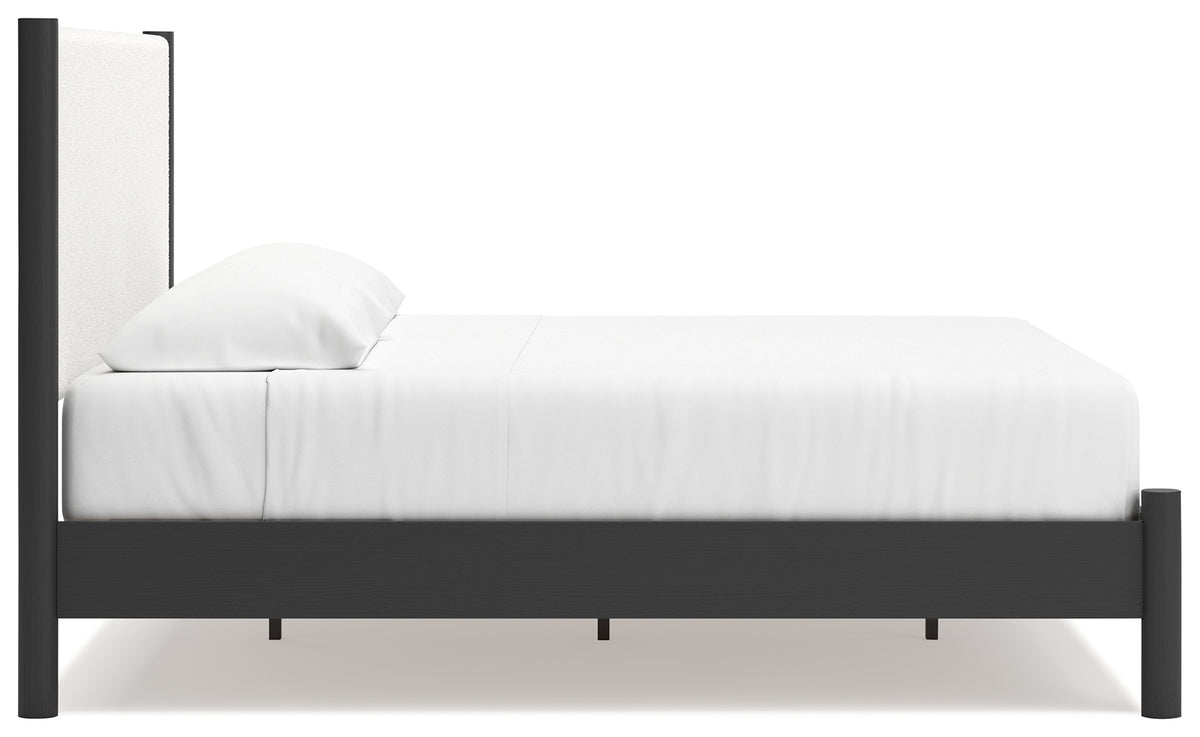 Cadmori Black/White King Upholstered Platform Bed from Ashley Furniture - Luna Furniture