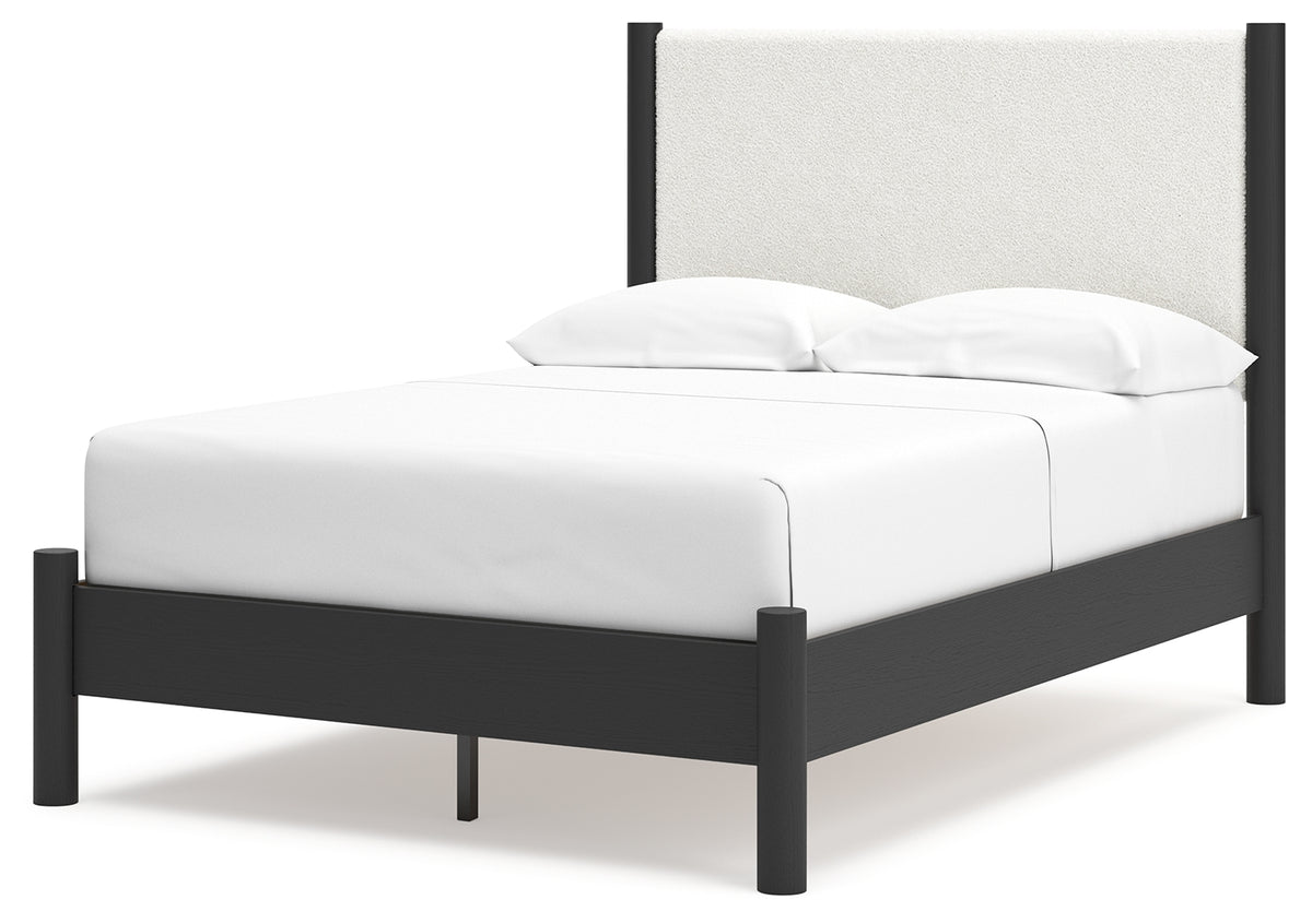 Cadmori Black/White Full Upholstered Platform Bed from Ashley - Luna Furniture
