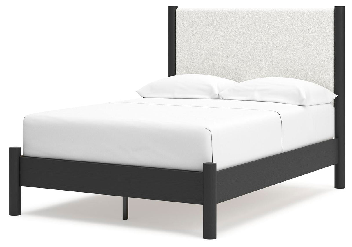 Cadmori Black/White Full Upholstered Platform Bed from Ashley - Luna Furniture