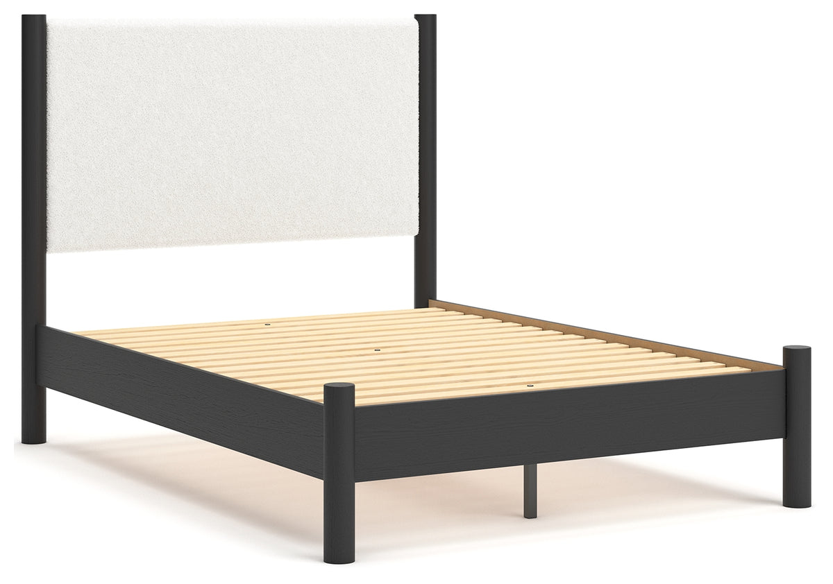 Cadmori Black/White Full Upholstered Platform Bed from Ashley - Luna Furniture