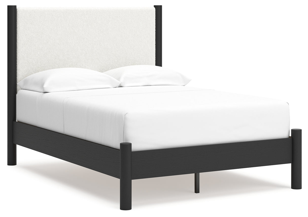 Cadmori Black/White Full Upholstered Platform Bed from Ashley - Luna Furniture