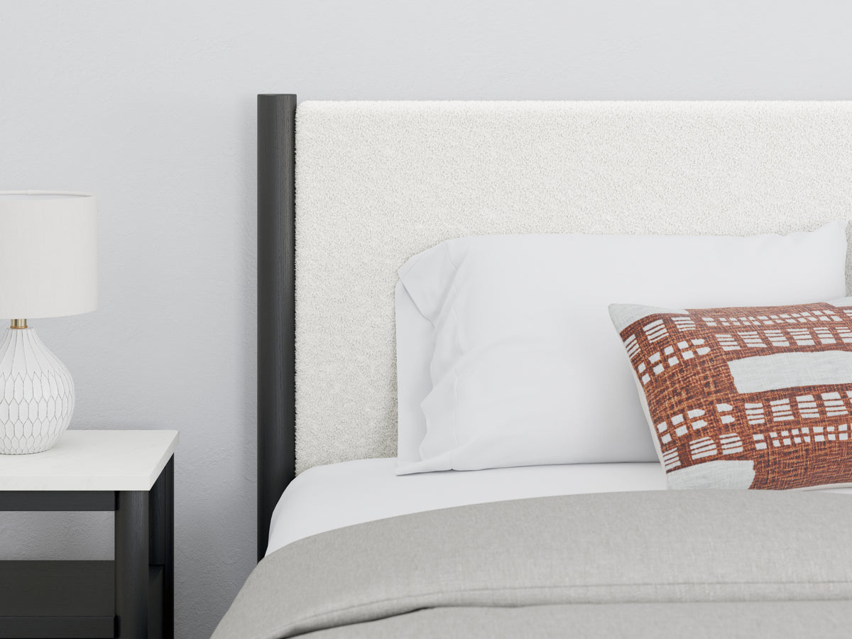 Cadmori Black/White Full Upholstered Platform Bed from Ashley - Luna Furniture