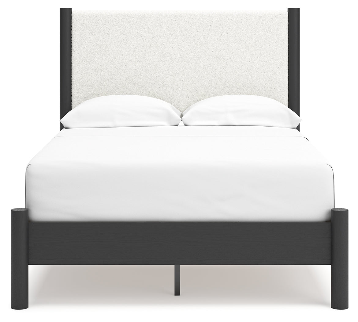 Cadmori Black/White Full Upholstered Platform Bed from Ashley - Luna Furniture