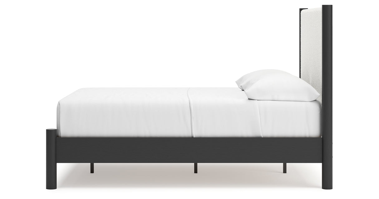 Cadmori Black/White Full Upholstered Platform Bed from Ashley - Luna Furniture