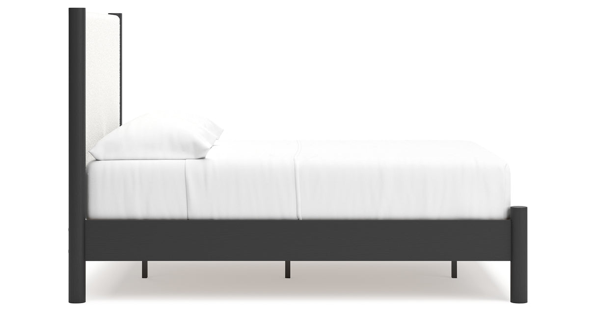 Cadmori Black/White Full Upholstered Platform Bed from Ashley - Luna Furniture