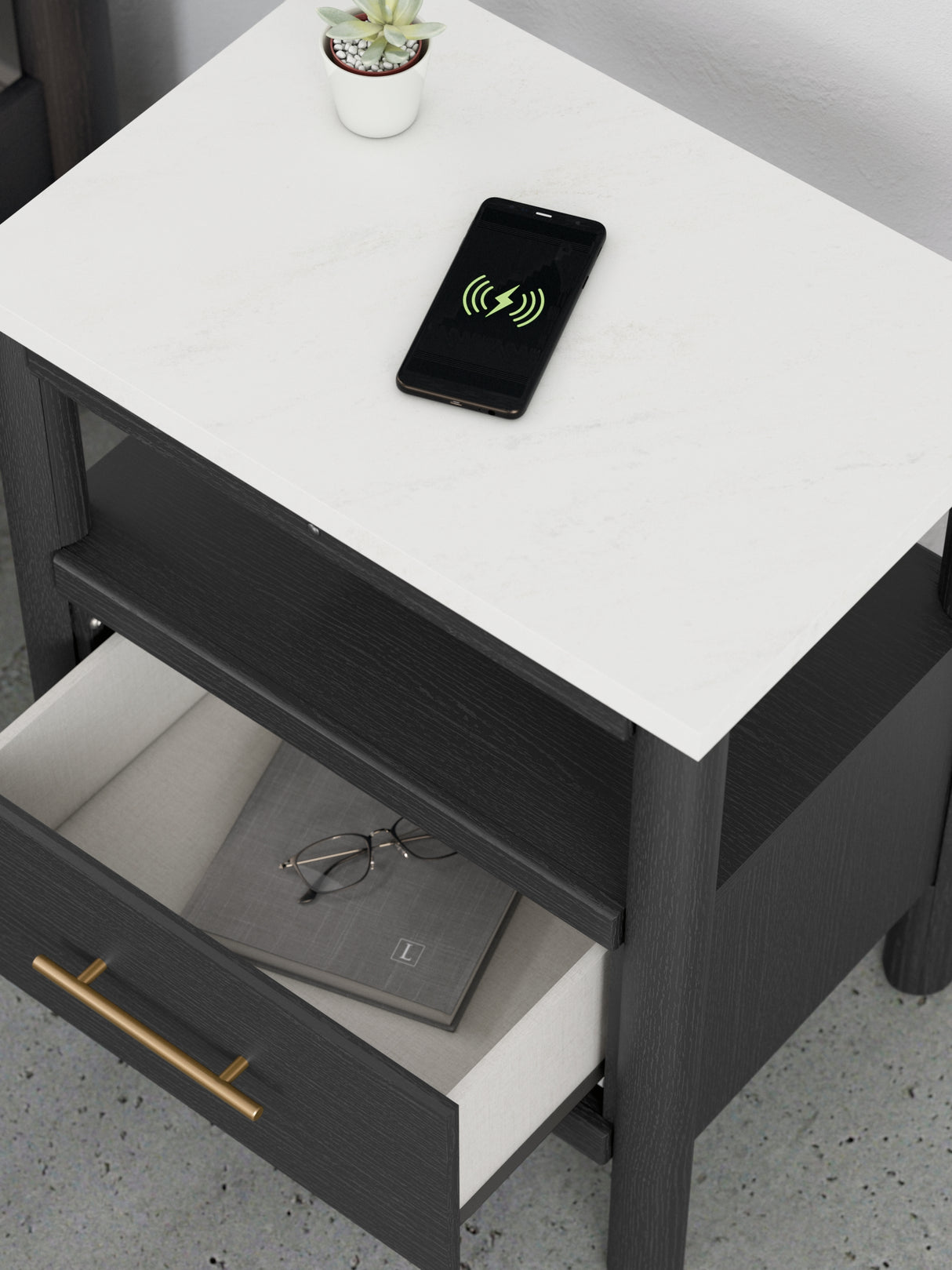 Cadmori Black/White Nightstand from Ashley - Luna Furniture