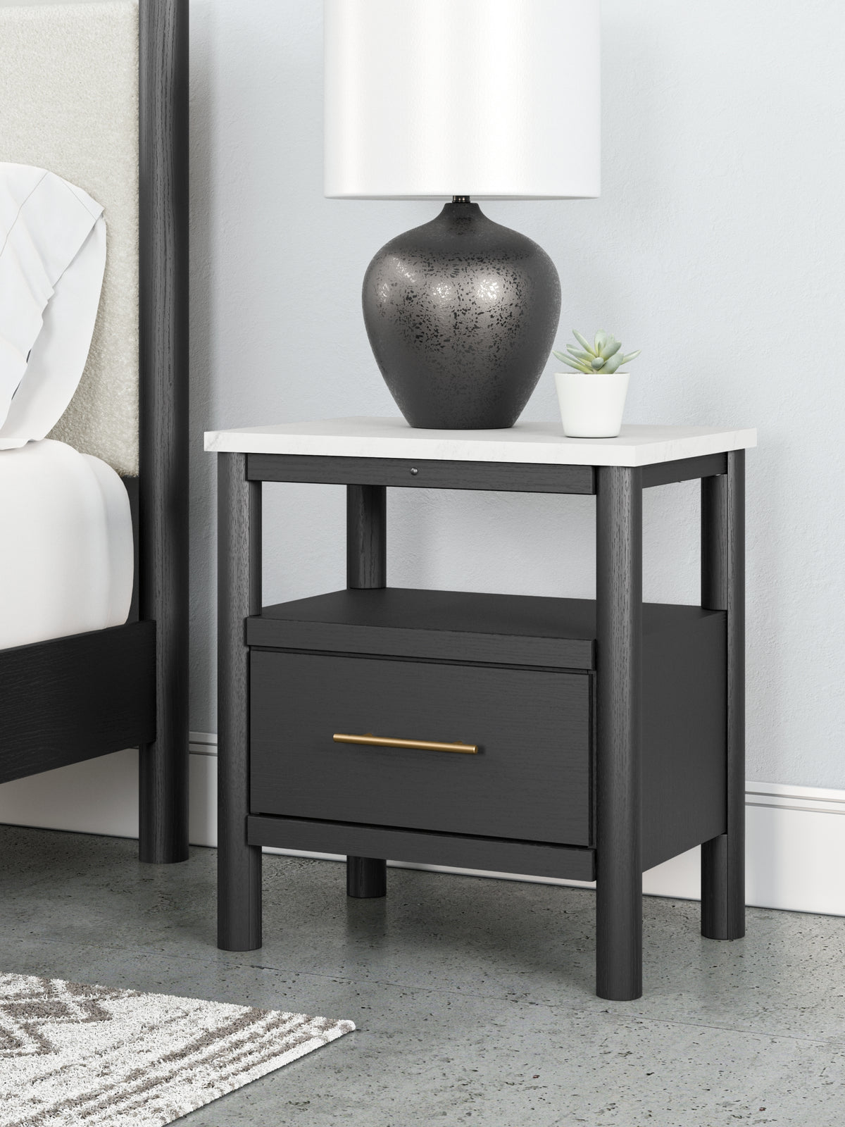 Cadmori Black/White Nightstand from Ashley - Luna Furniture