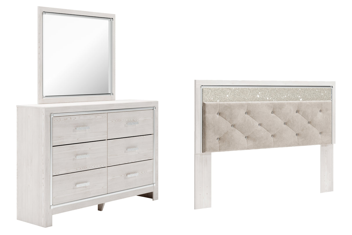 Altyra White King Panel Headboard Bed with Mirrored Dresser from Ashley - Luna Furniture