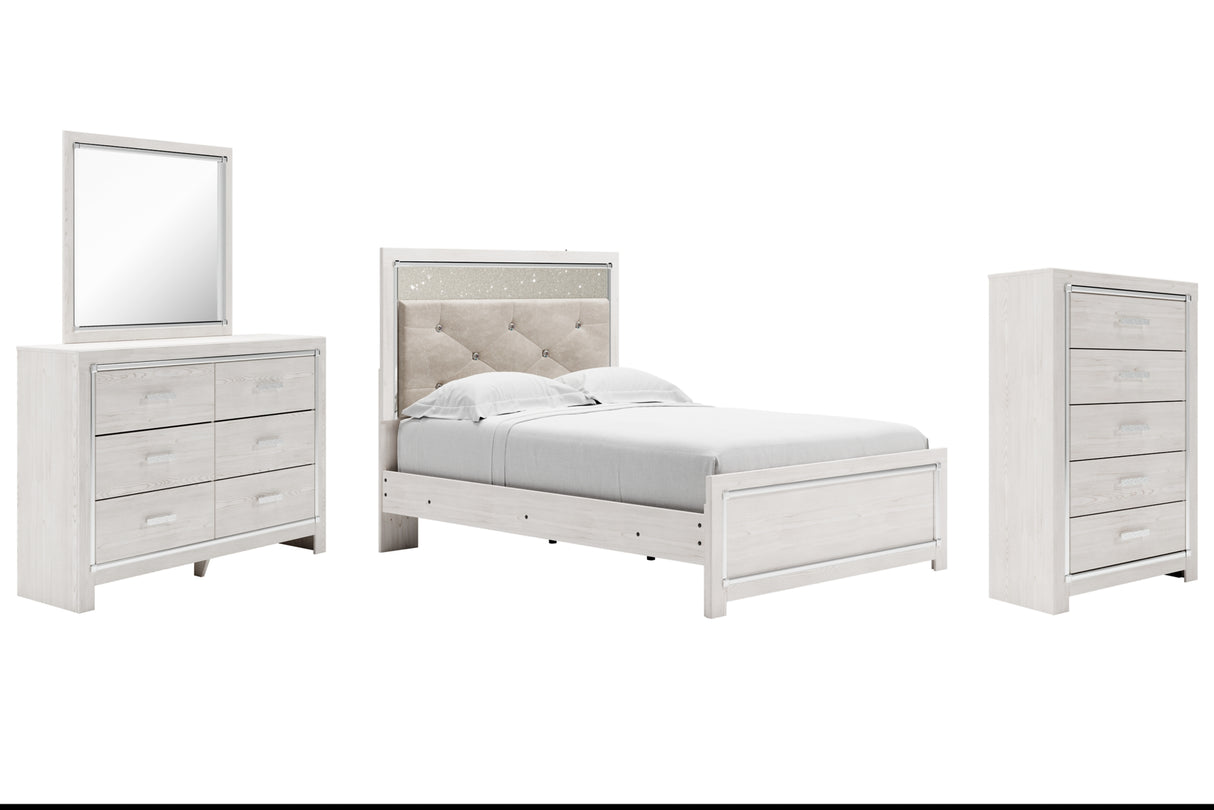 Altyra White Full Panel Bed with Mirrored Dresser and Chest from Ashley - Luna Furniture