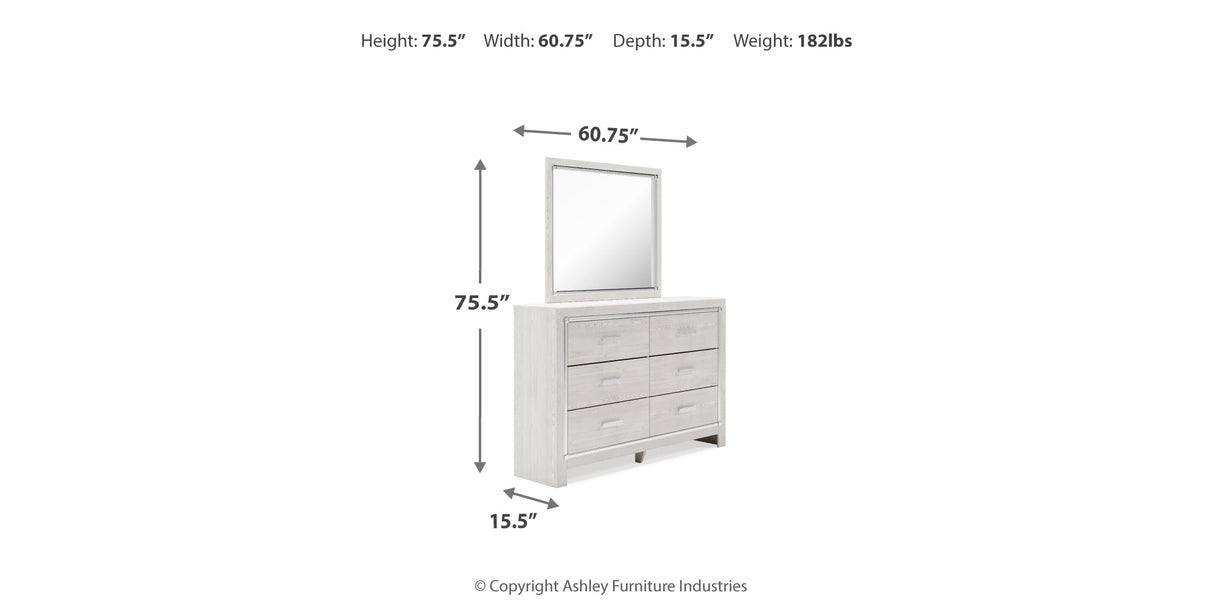 Altyra White King Upholstered Storage Bed, Dresser, Mirror and 2 Nightstands from Ashley - Luna Furniture