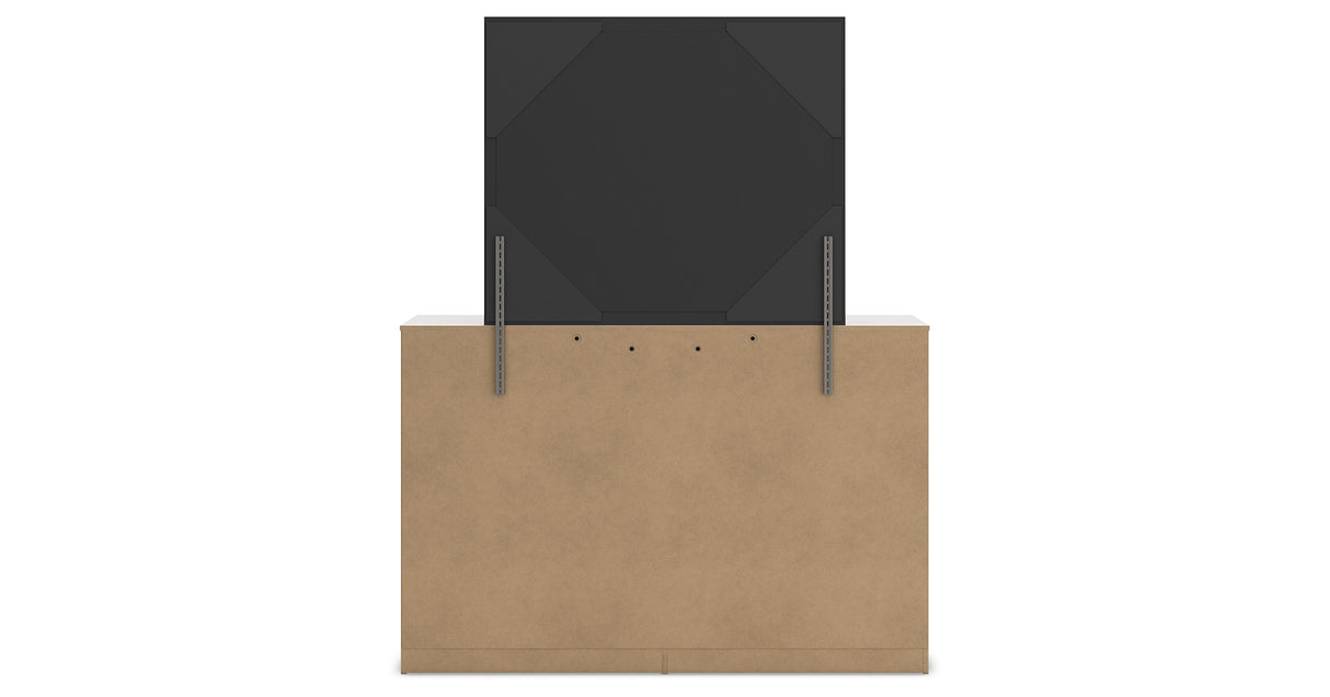 Altyra Queen Panel Bed with Mirrored Dresser, Chest and Nightstand in White from Ashley - Luna Furniture