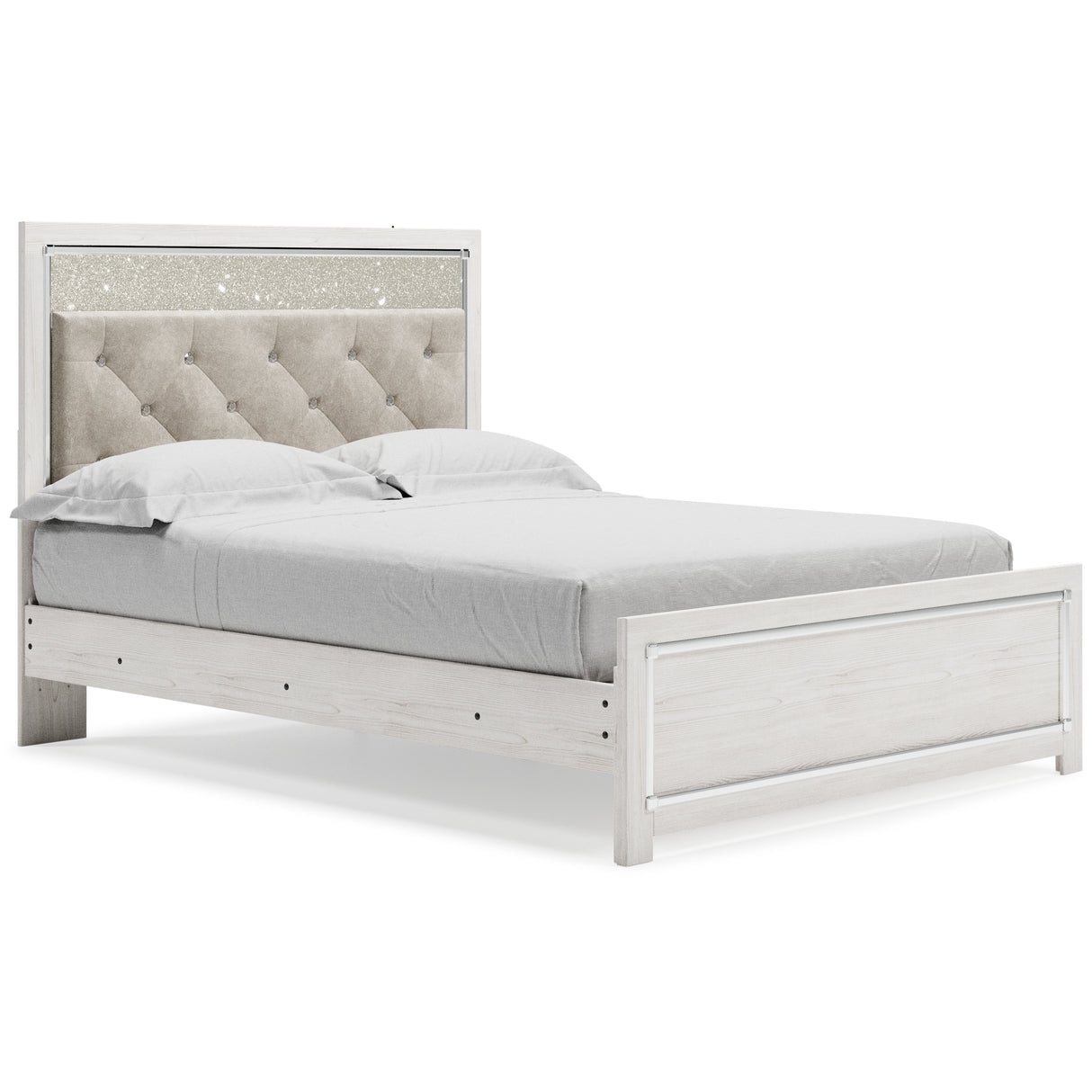 Altyra White Queen Panel Bed with Mirrored Dresser and Chest from Ashley Furniture - Luna Furniture
