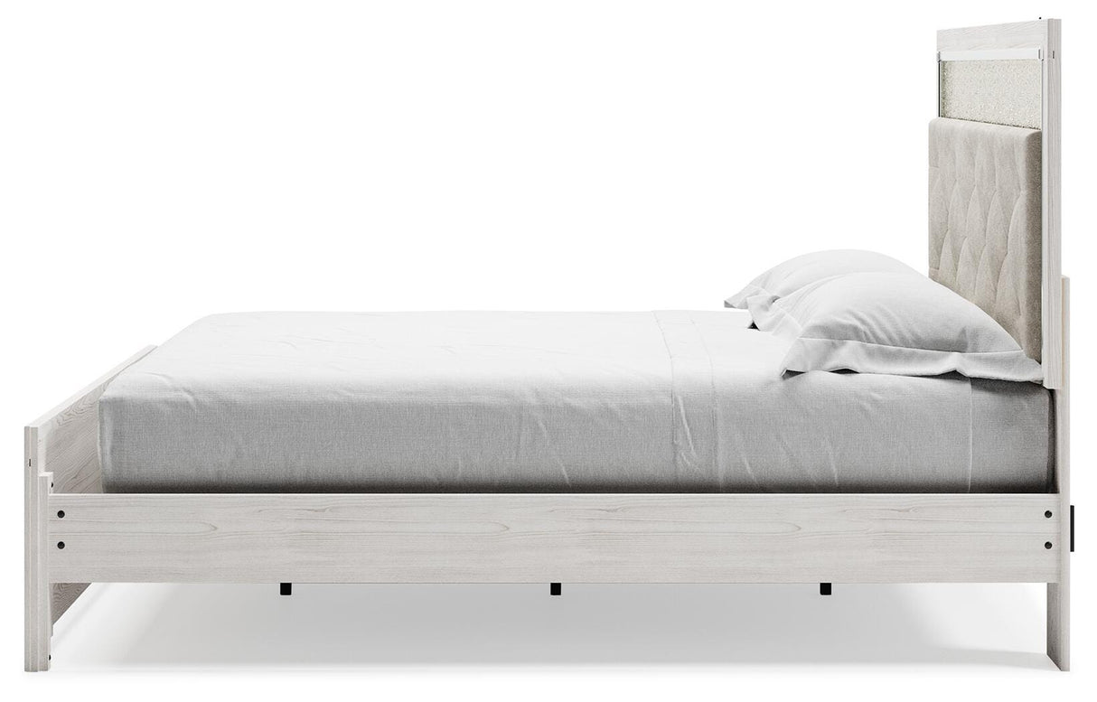Altyra White King Upholstered Storage Bed with Nightstand from Ashley - Luna Furniture