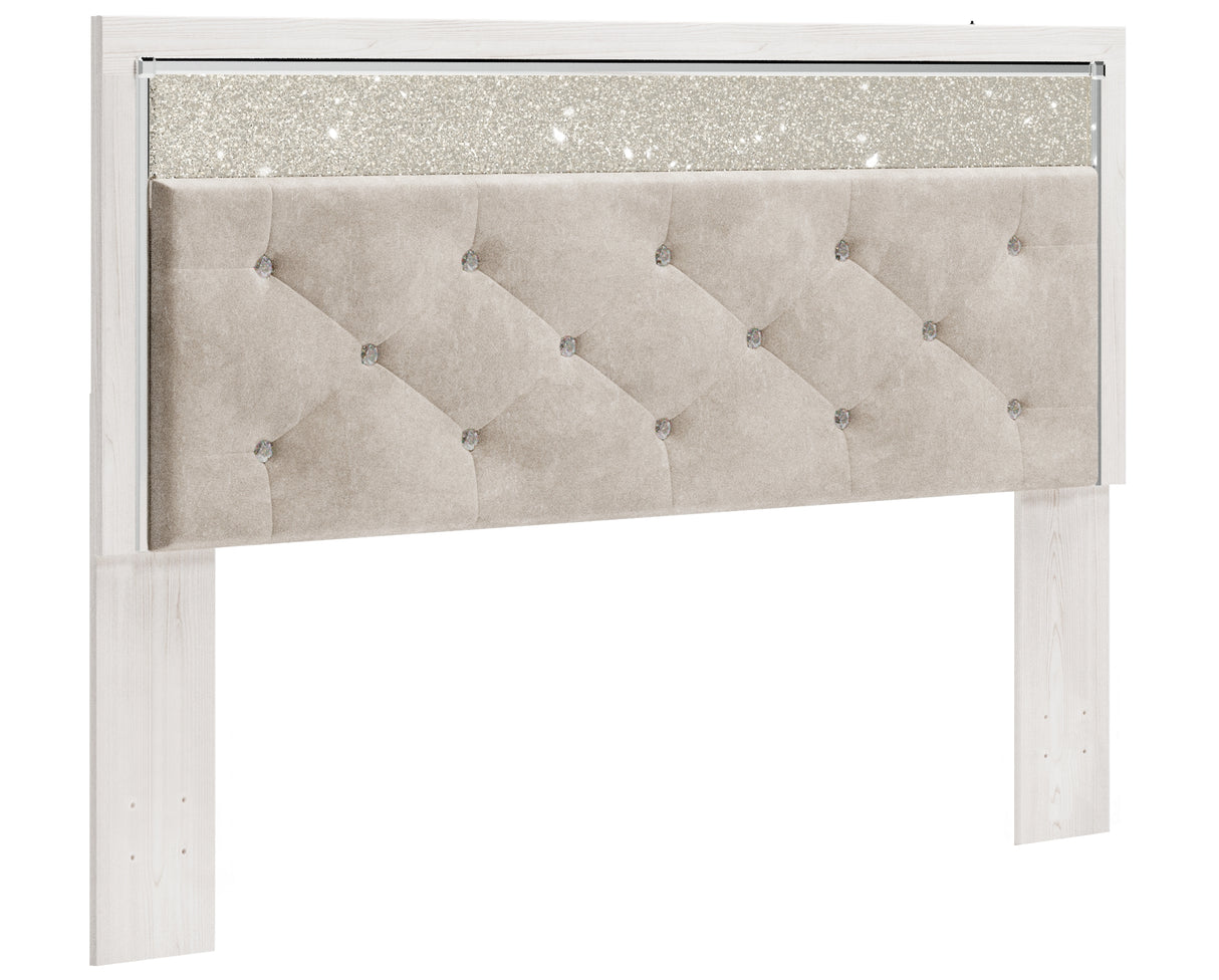 Altyra King Panel Headboard Bed with Mirrored Dresser in White from Ashley - Luna Furniture