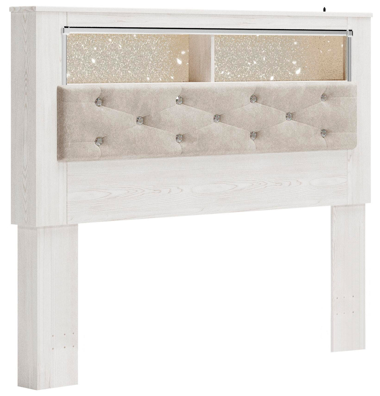 Altyra White Queen Bookcase Headboard Bed with Mirrored Dresser from Ashley - Luna Furniture