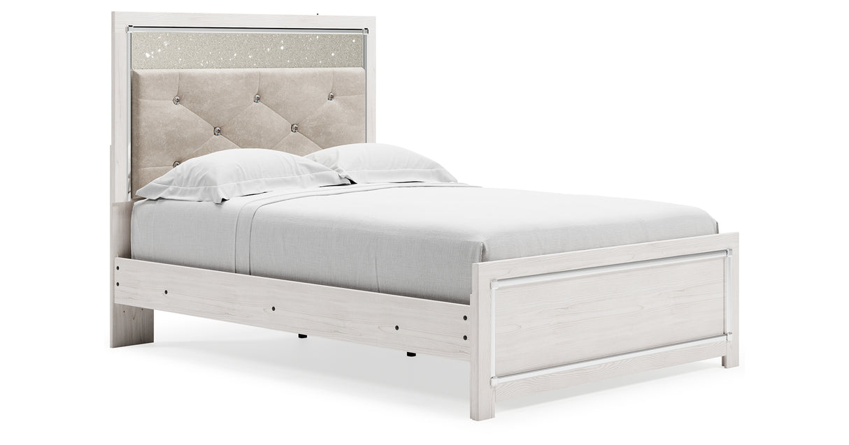 Altyra White Full Panel Bed with Mirrored Dresser and Chest from Ashley - Luna Furniture