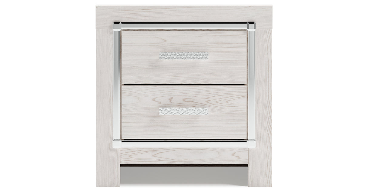 Altyra Queen Panel Bed with Mirrored Dresser, Chest and Nightstand in White from Ashley - Luna Furniture