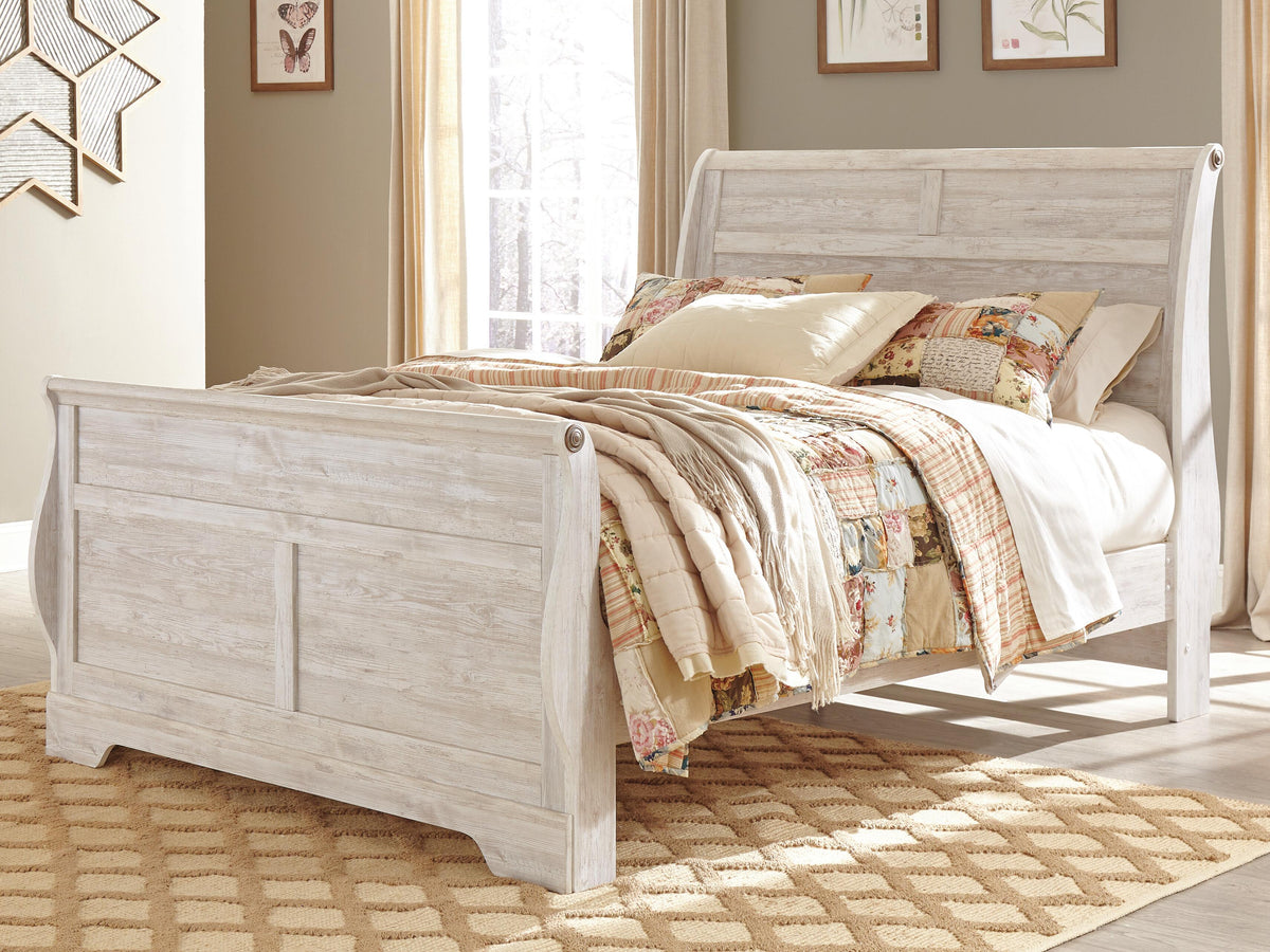 Willowton Whitewash King Sleigh Bed from Ashley - Luna Furniture