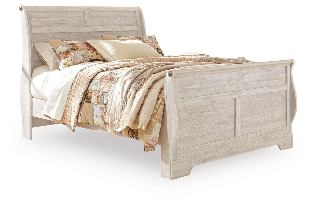 Willowton Whitewash King Sleigh Bed from Ashley - Luna Furniture