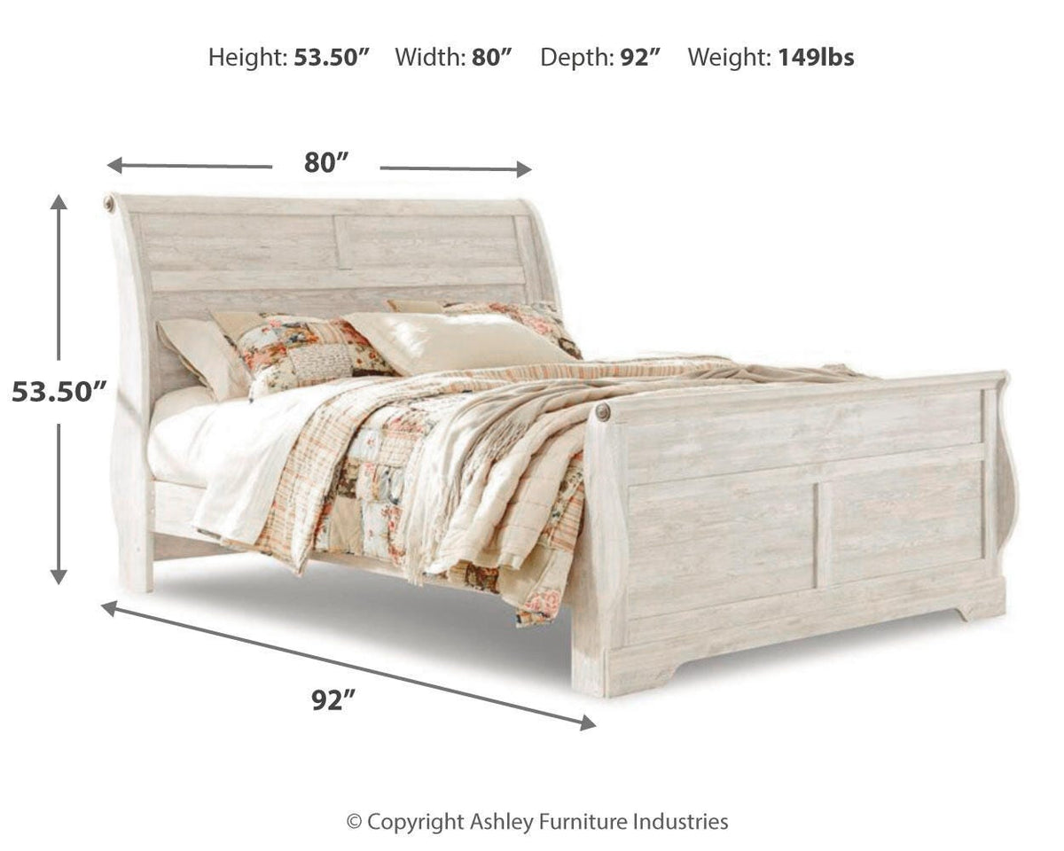 Willowton Whitewash King Sleigh Bed from Ashley - Luna Furniture