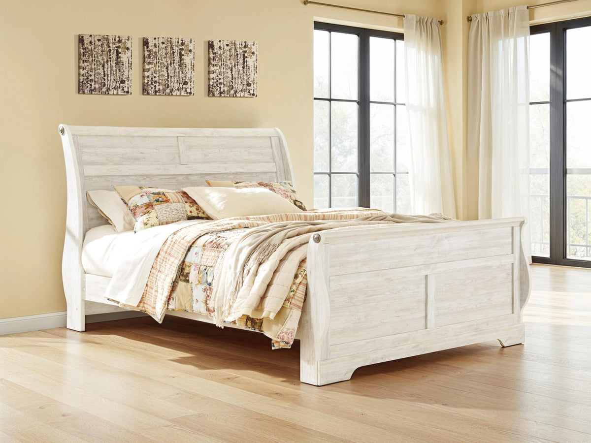 Willowton Whitewash King Sleigh Bed from Ashley - Luna Furniture