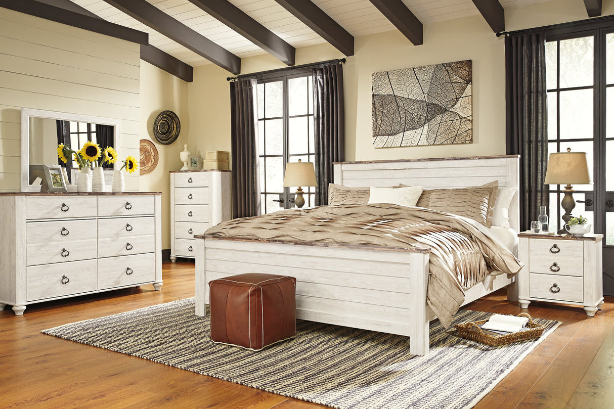 Willowton Whitewash California King Panel Bed from Ashley - Luna Furniture